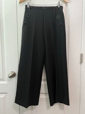 NEW with Tags Mango Cropped Wide Leg Sailor Pants | Black | XS Extra Small